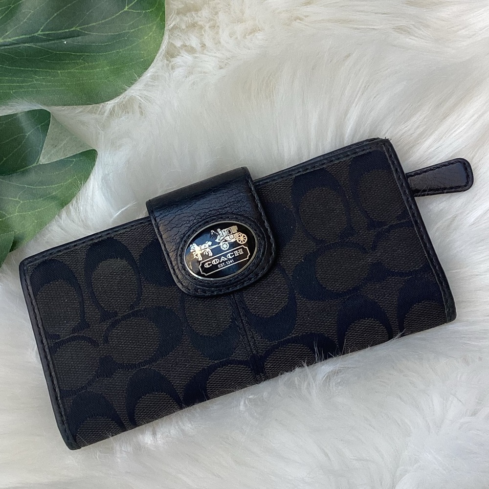 Coach Legacy Signature Slim Bi-fold Wallet Black